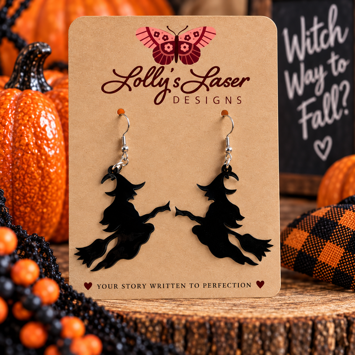 Witch on Broom Earrings