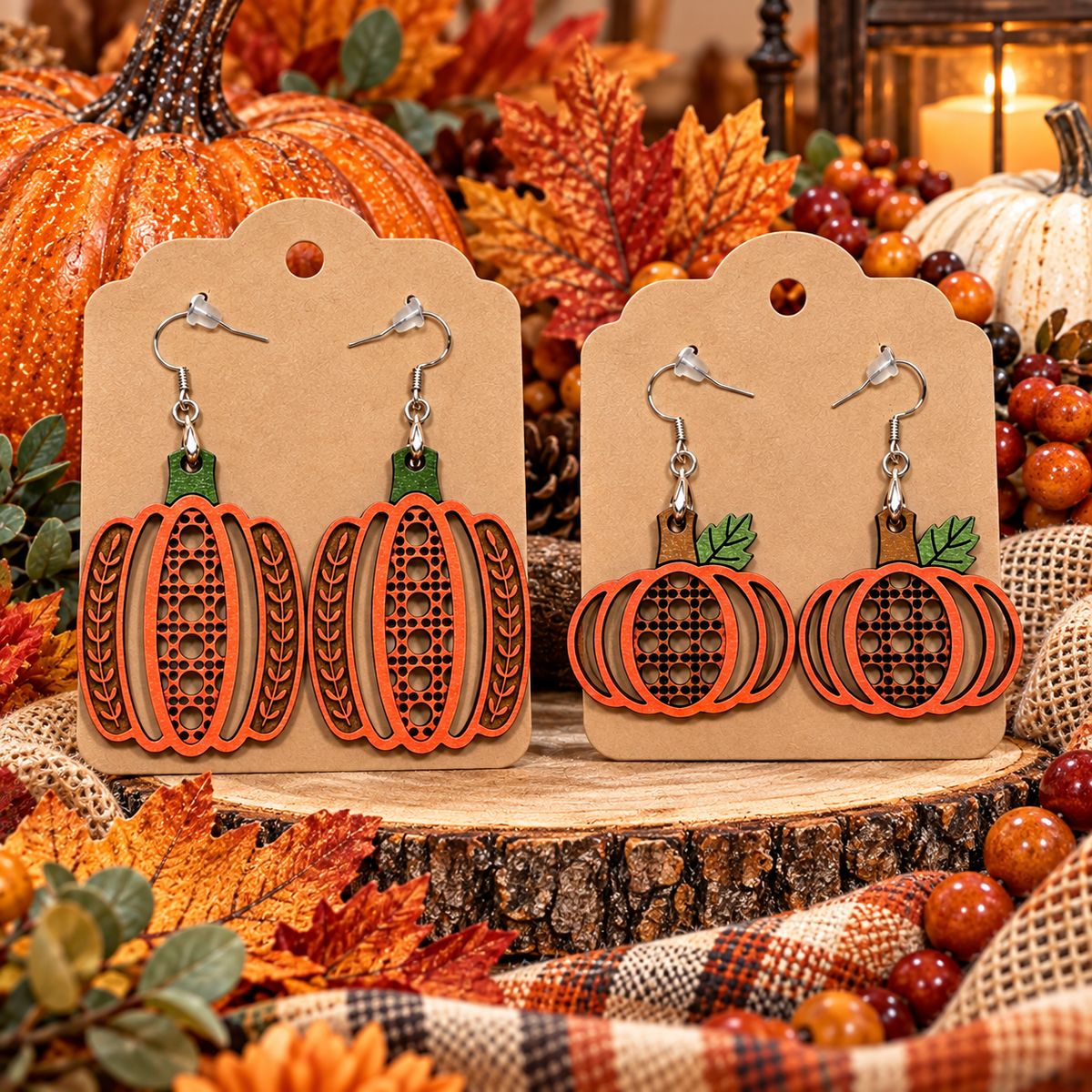 Rattan Pumpkin Earrings