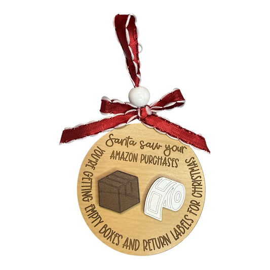 Santa Saw Your Amazon Purchases Ornament