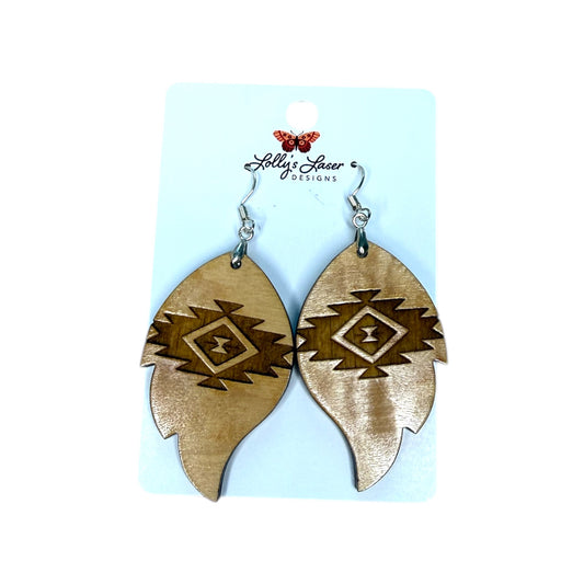 Aztec Feather Teardrop Earrings