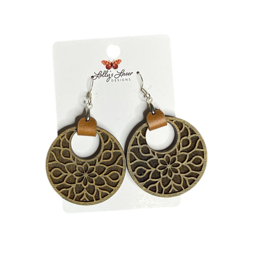 Flower Mandala Engraved Hoop Earrings