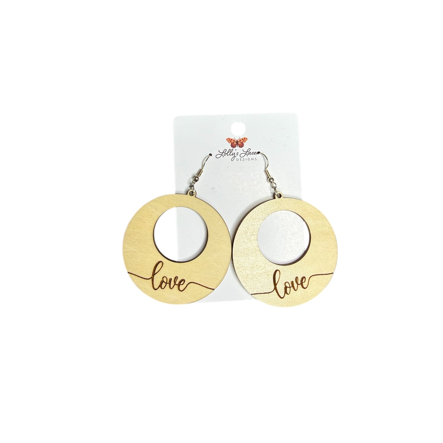 Wooden Love Hoop Earrings
