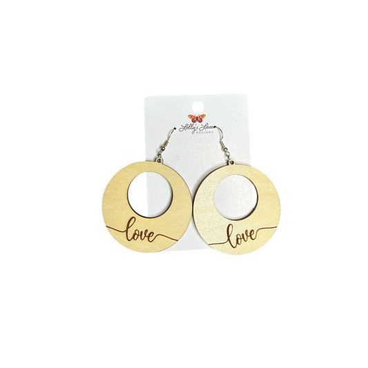 Wooden Love Hoop Earrings