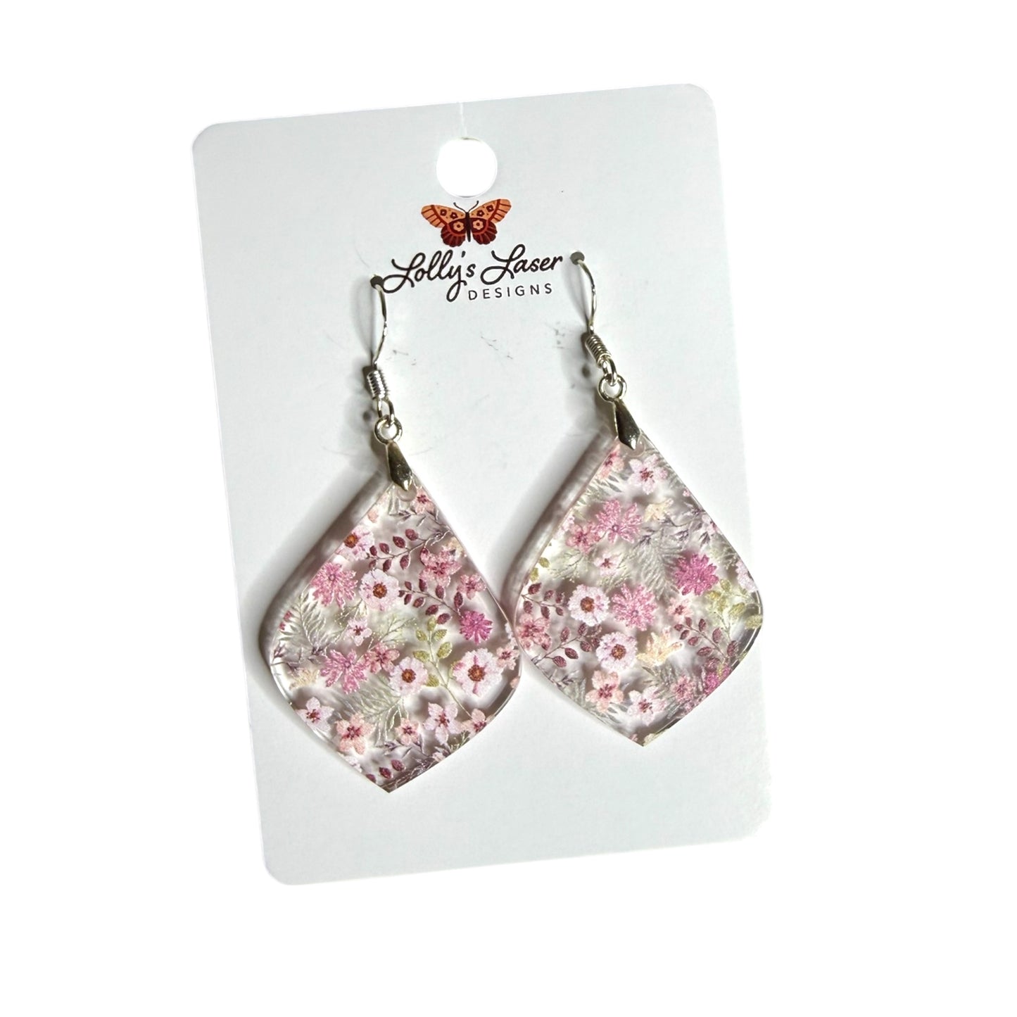 Pink Floral Dangle Earrings