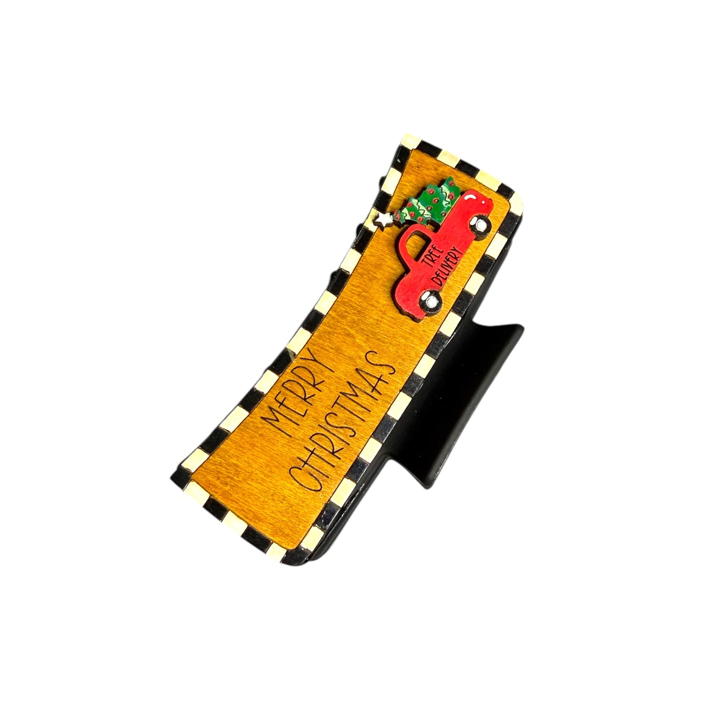 4” Red Truck Christmas Hair Clip