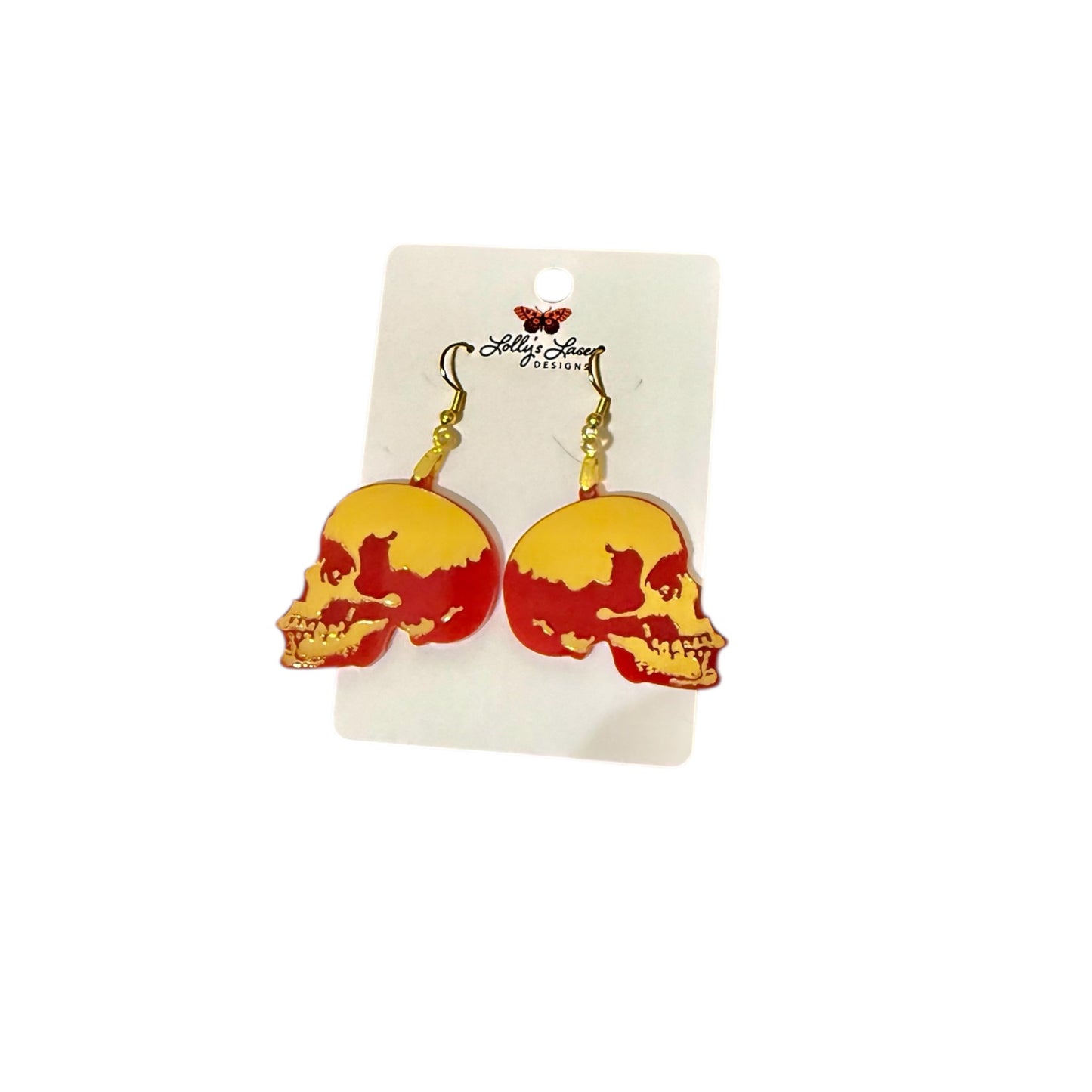 Red & Gold Skull Earrings