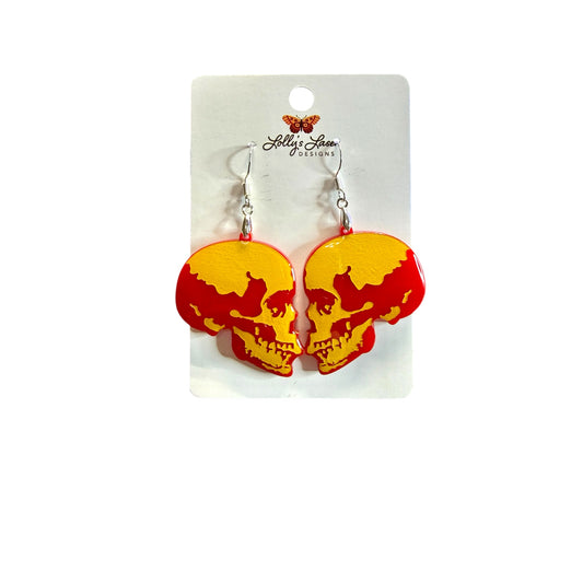 Red & Gold Skull Earrings