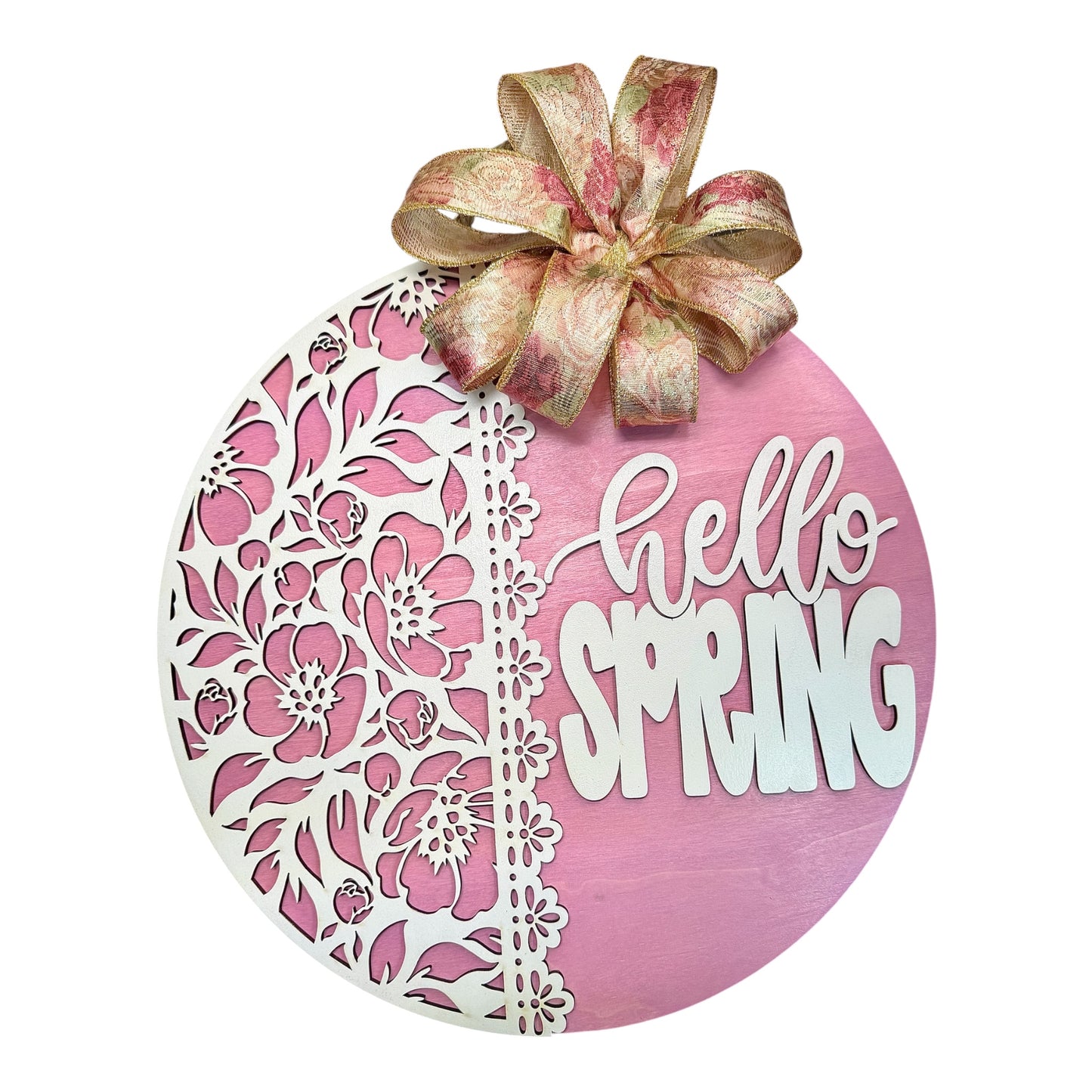 14” Floral Hello Spring Door Hanger
