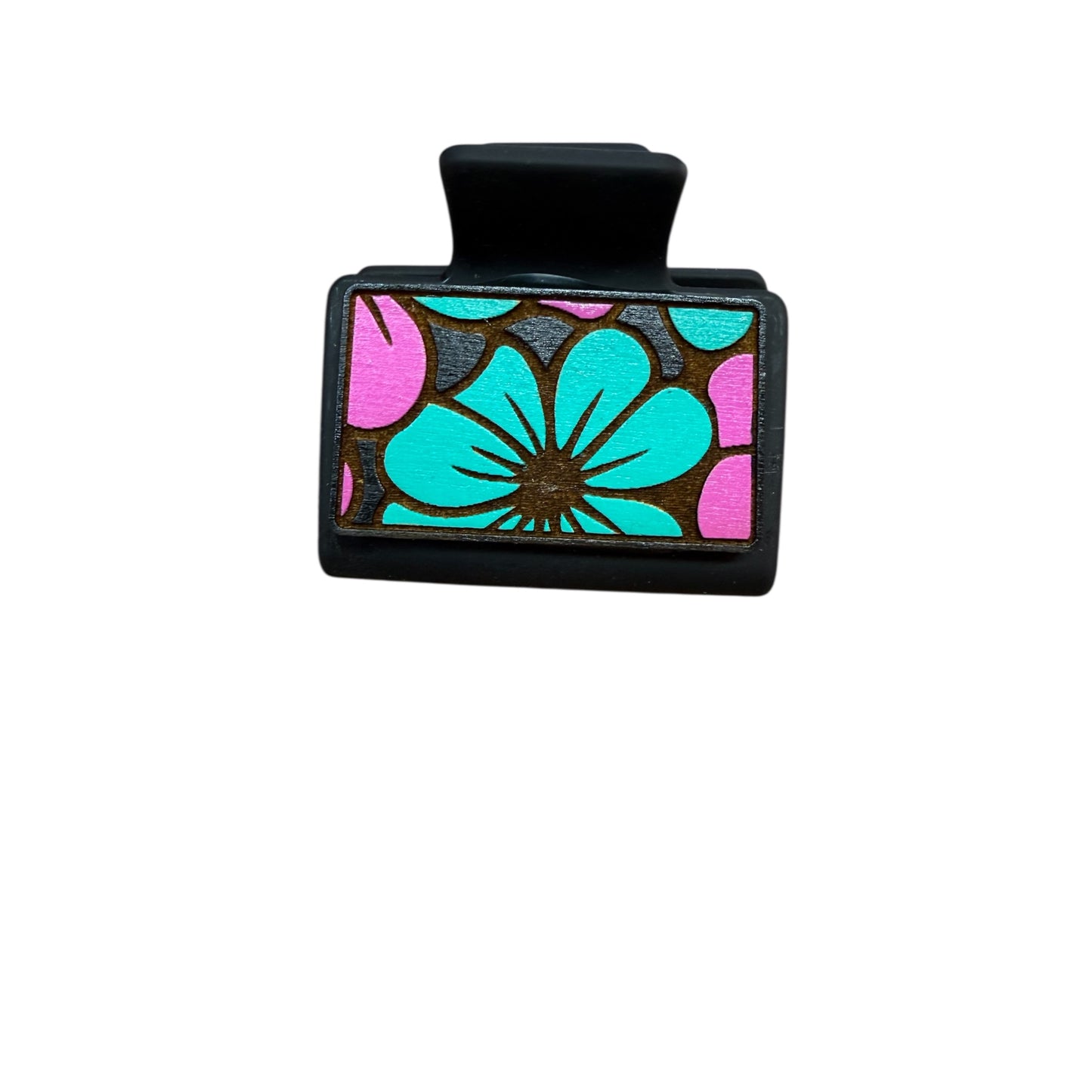 Green & Pink Flower Hair Clip