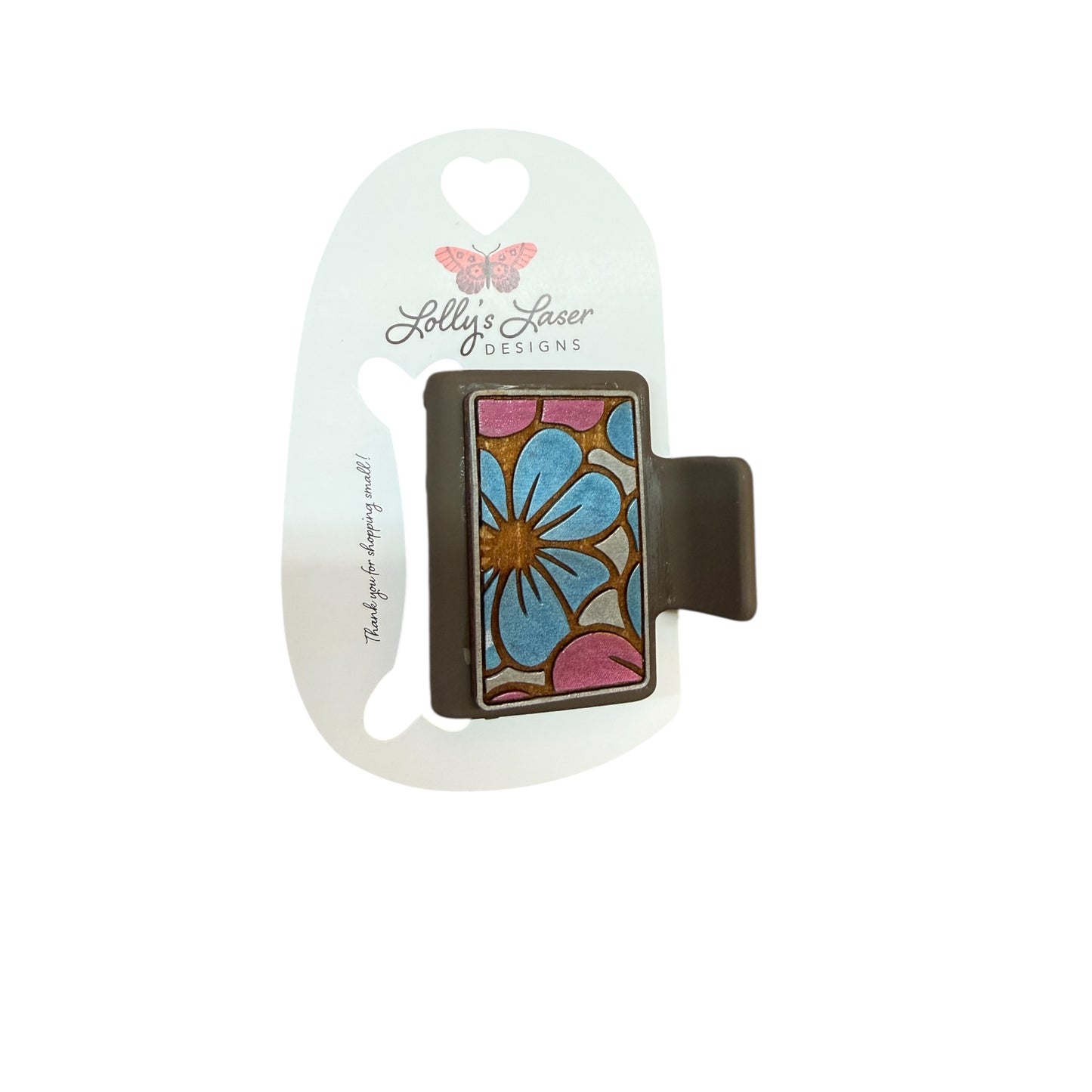 Pink & Turquoise Flower Hair Clip
