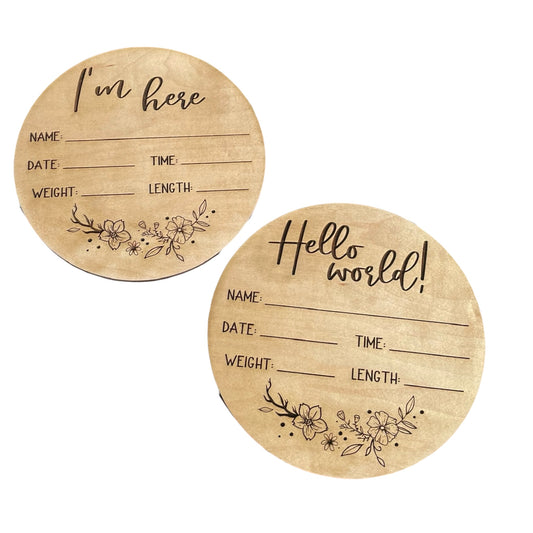 Wooden Baby Announcements