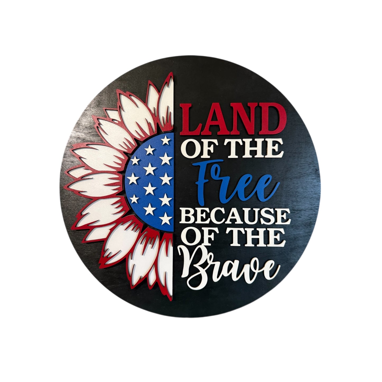 14” Sunflower Land of Free Sign