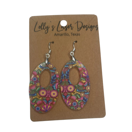 Mexican Floral Oval Earrings