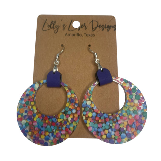 Micro Rainbow Dot Hoop w/Leather Earrings