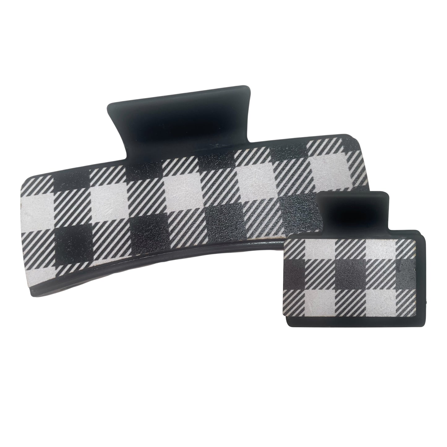 Black & White Buffalo Plaid Hair Clip