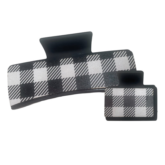 Black & White Buffalo Plaid Hair Clip
