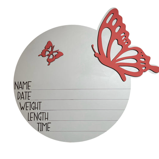 10” Butterfly Baby Announcement