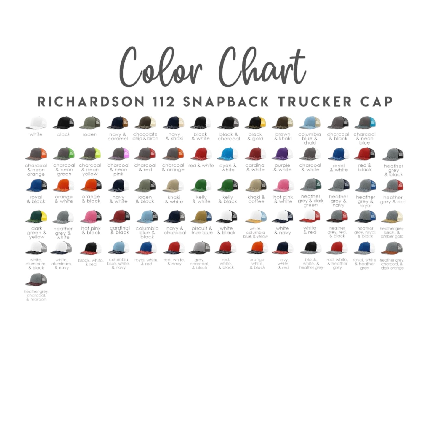 Richardson 112 Hats Custom Order -QTY 50-74