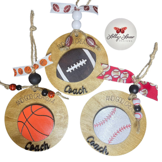 God Created a Coach Ornaments