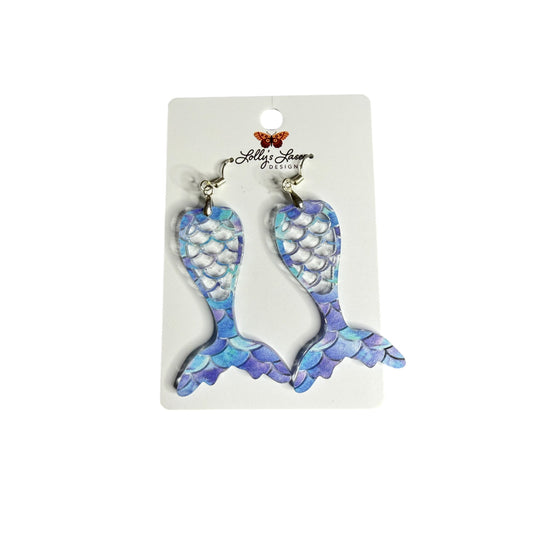 Large Mermaid Tail Dangle Earrings