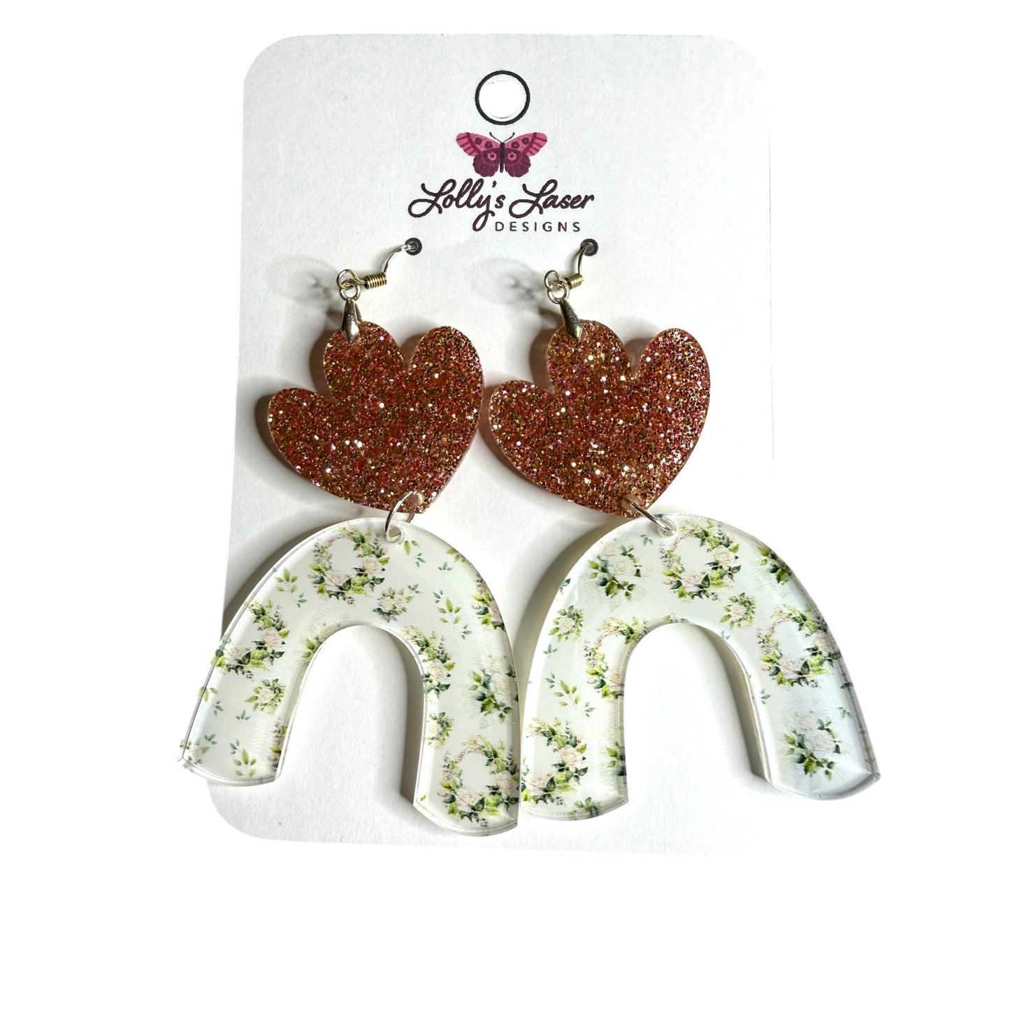 White Wreath Rose Dangle Earrings