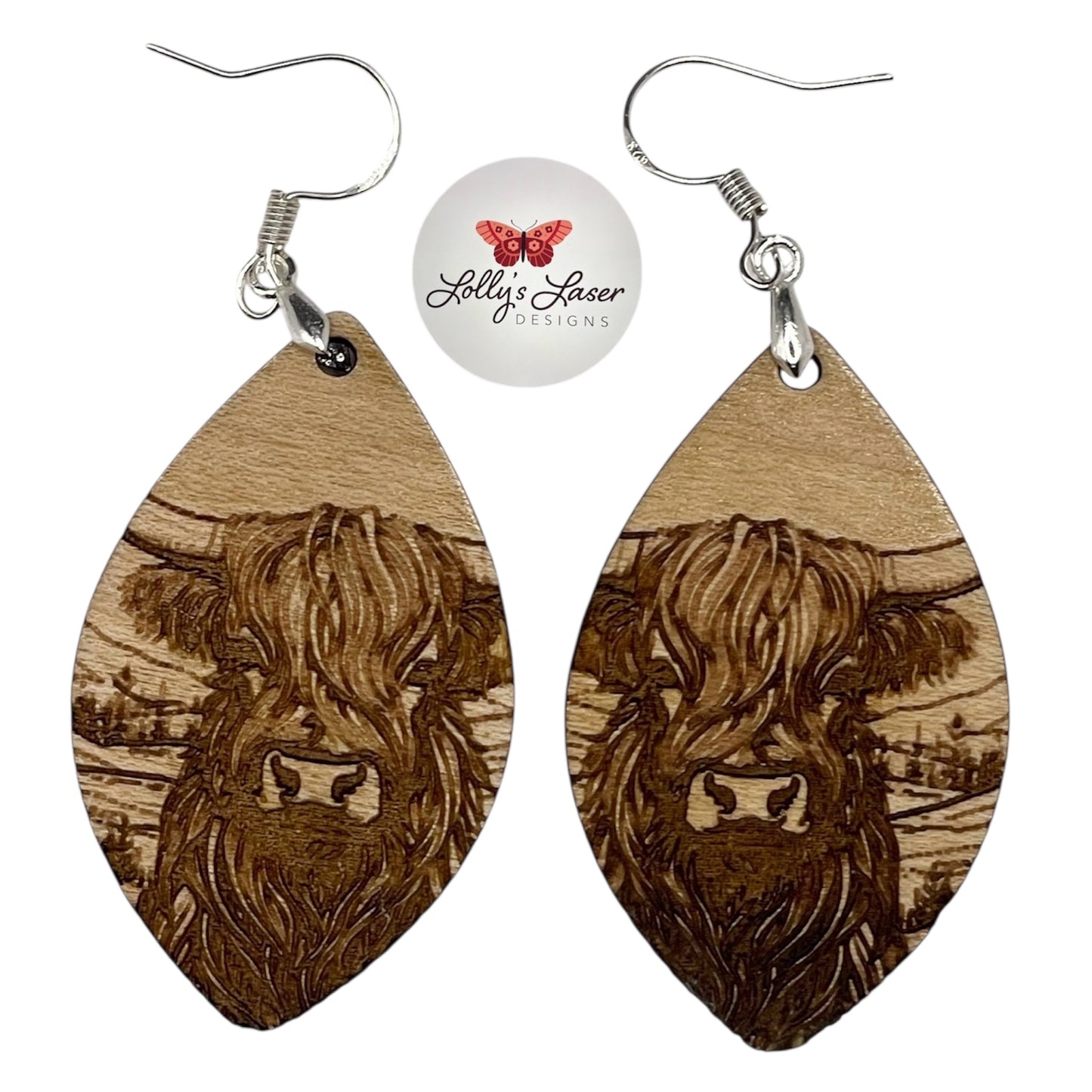 Rustic Highland Cow Earrings