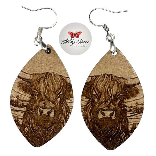 Rustic Highland Cow Earrings