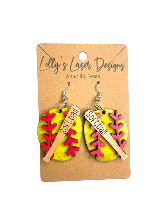 Softball Dangle Earrings