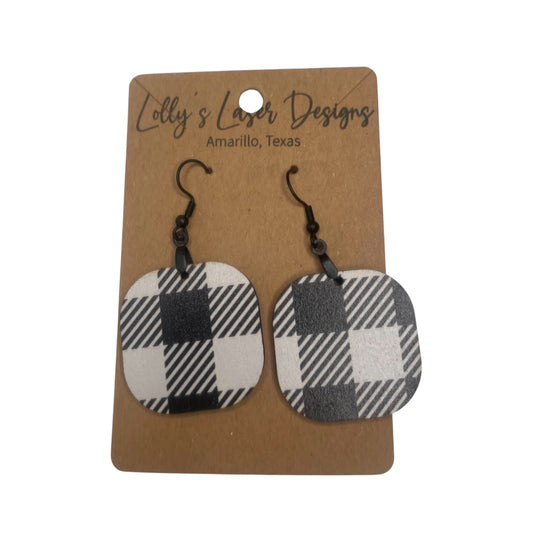 Square B&W Buffalo Plaid Earrings