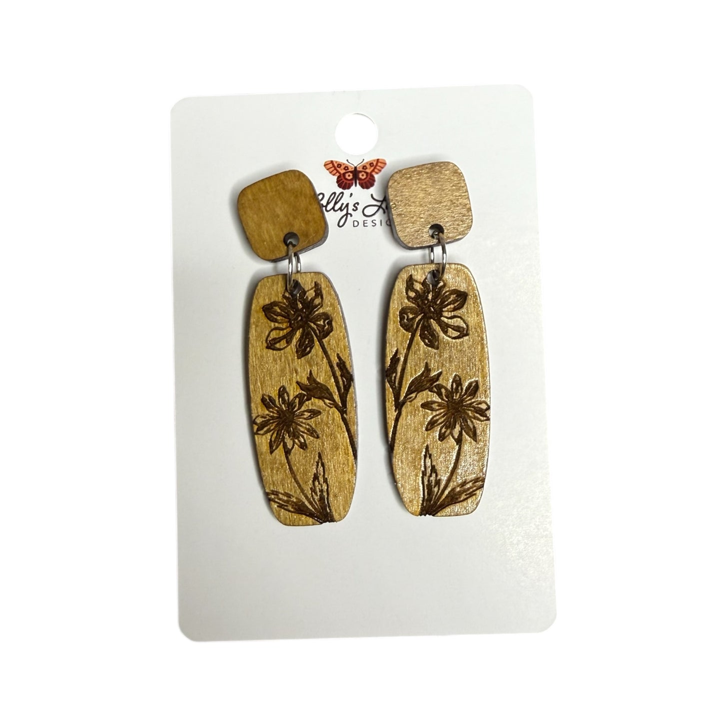 Engraved Flower Earrings