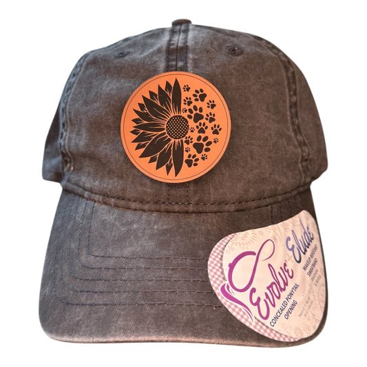 Sunflower and Paw Ponytail Hat