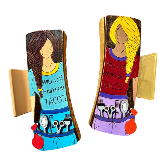 Will Cut Hair for Tacos 4” Hair Clip